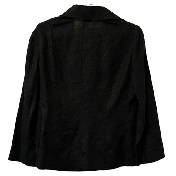 Ellen Tracy Women's Size 6 Black 100% Linen Lightweight Button Up Jacket - Picture 8 of 8